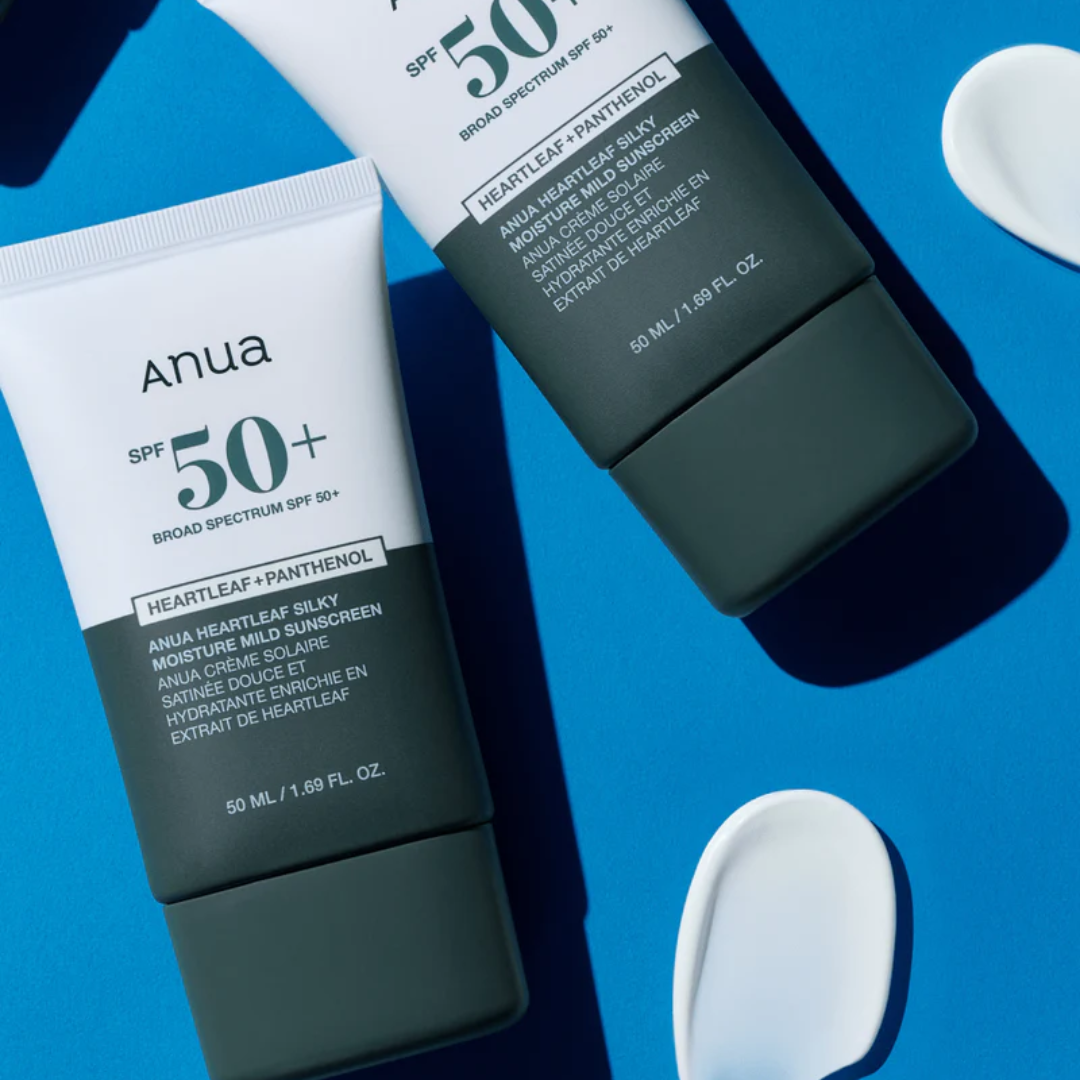 Anua Heartleaf FPS 50+ Sunscreen delivering broad-spectrum SPF 50+ PA++++ protection without any white cast.