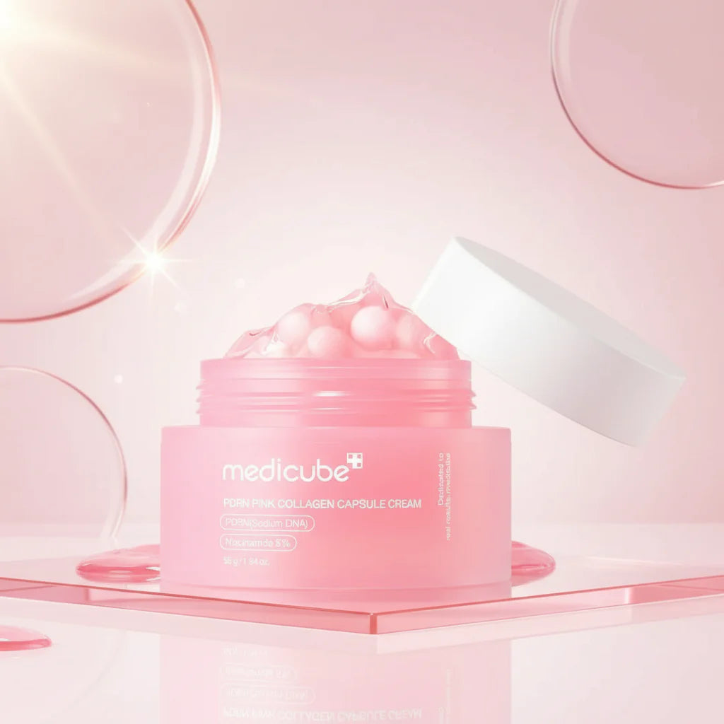 Medicube PDRN Pink Collagen Capsule Cream delivering deep and lasting hydration to the skin.