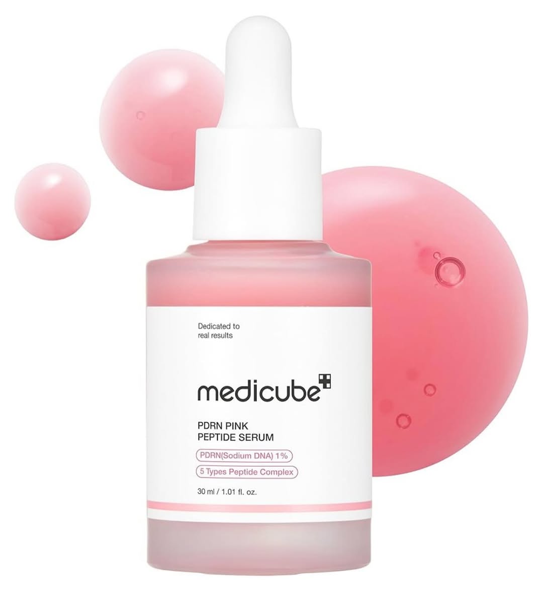 Medicube PDRN Pink Peptide Serum delivering deep hydration with a lightweight, fast-absorbing texture.