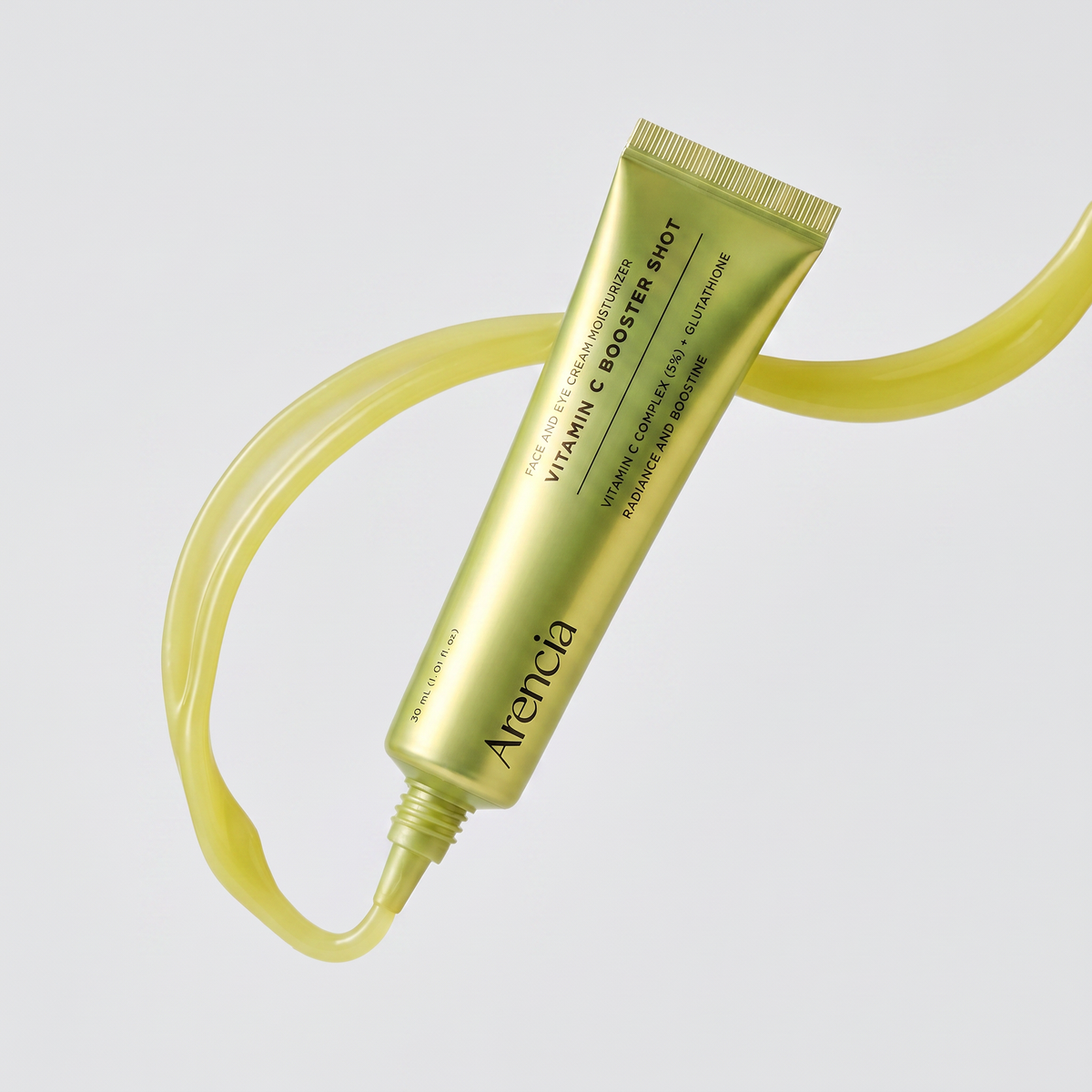 Arencia Vitamin C Booster Shot Serum combining 50,000ppm ethyl ascorbic acid with pure vitamin C.
