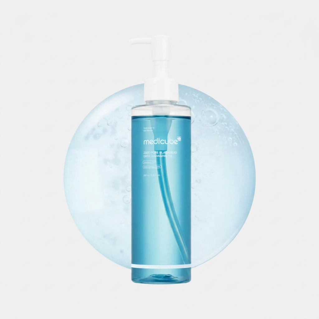 Medicube Zero Pore Blackhead Cleansing Oil melting away blackheads, excess oil, and stubborn makeup.