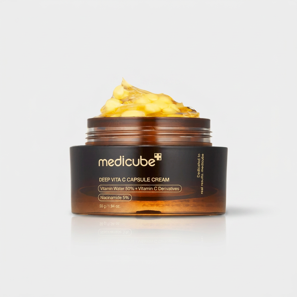 Medicube Deep Vita C Capsule Cream fading dark spots and hyperpigmentation.