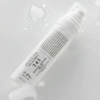 345 Relief Cream Mist combining an aqueous essence with a nourishing creamy layer for deep comfort.