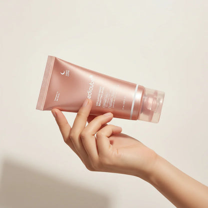 Medicube Collagen Overnight Mask peeling off effortlessly in one piece without discomfort.