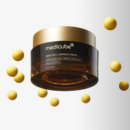 Medicube Deep Vita C Capsule Cream delivering balanced hydration with a lightweight, fast-absorbing gel base.
