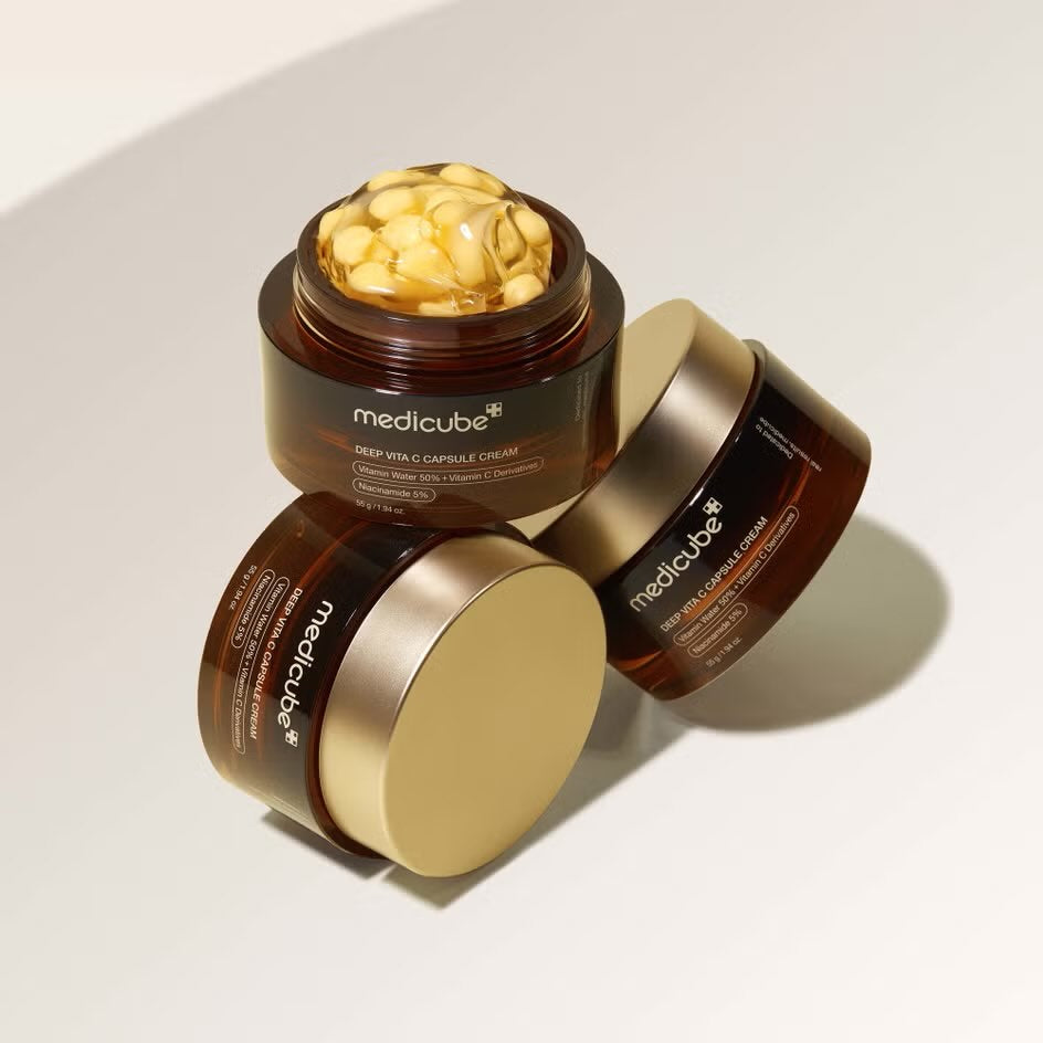 Medicube Deep Vita C Capsule Cream refining skin texture and minimising the appearance of pores.