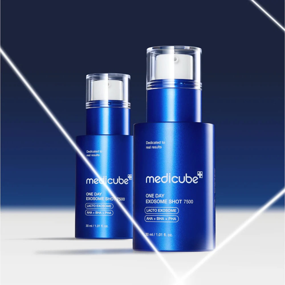 Medicube Exosome Shot 7500 Serum gently exfoliating and decongesting pores with a multi-acid complex.