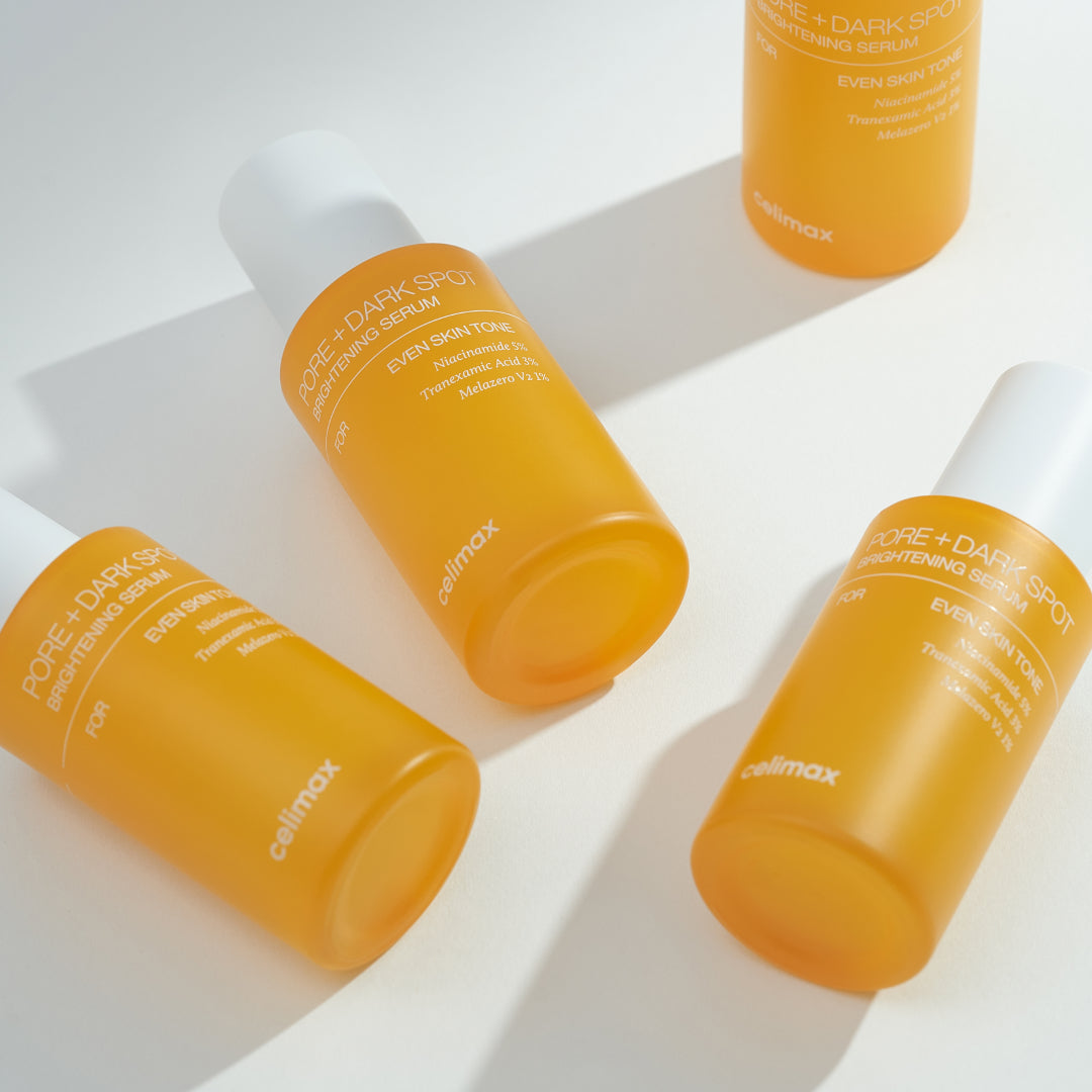 Celimax Brightening Serum with 5% Niacinamide & 3% Tranexamic Acid soothing and keeping skin comfortable with bisabolol.