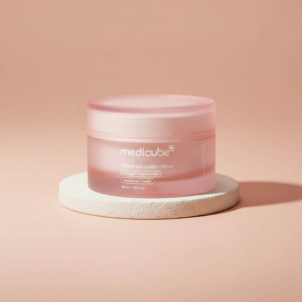 Medicube Collagen Booster Kit boosting skin elasticity and vitality with a triple collagen and elastin serum.