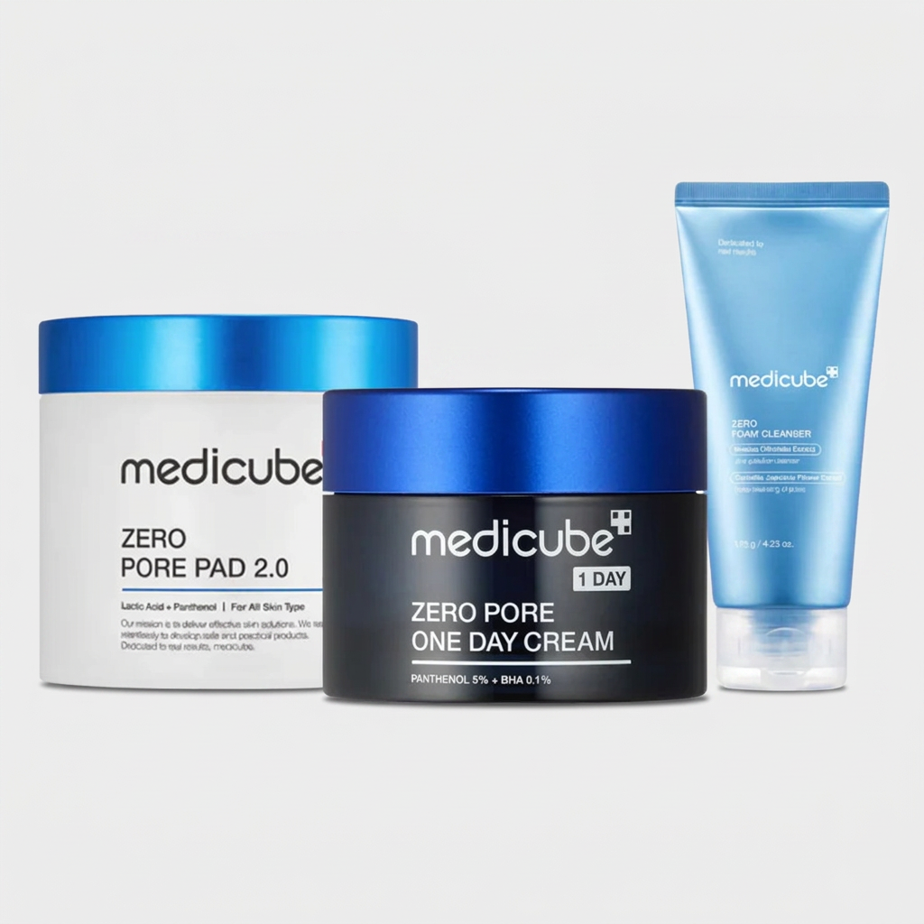Medicube Zero Pore 3-Step Set controlling excess oil and refining enlarged pores with a complete routine.
