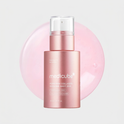 Medicube Pink Collagen PDRN Shot Serum delivering an at-home microneedling effect for elastic, radiant skin.