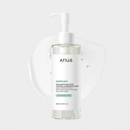 Anua Heartleaf Pore Control Cleansing Oil melting away makeup, sunscreen, and excess sebum in a single step.