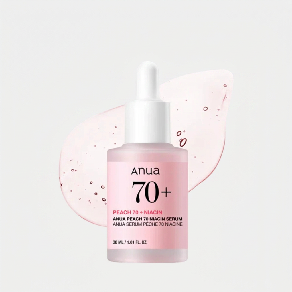 Anua Peach 70% + Niacinamide 5% Serum illuminating, smoothing, and revitalising dull skin.