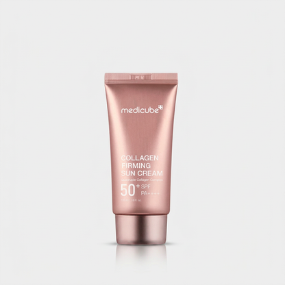 Medicube Collagen Firming Sunscreen protecting and perfecting the skin in one simple step.