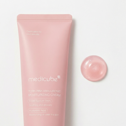 Medicube PDRN Pink Peptide Face Cream delivering deep, lasting hydration to dehydrated skin.